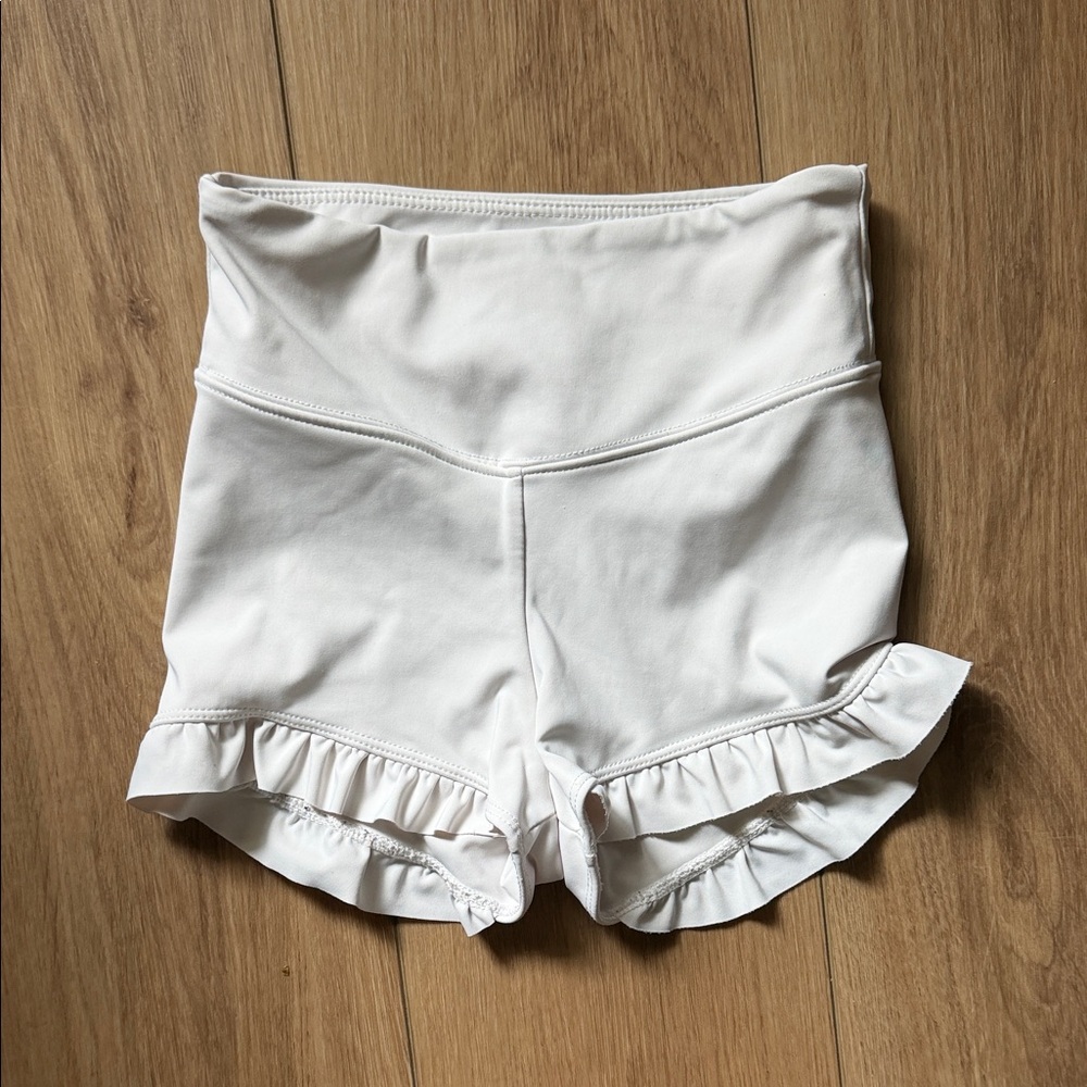 Tiger Friday High Waist White Ruffle Shorts